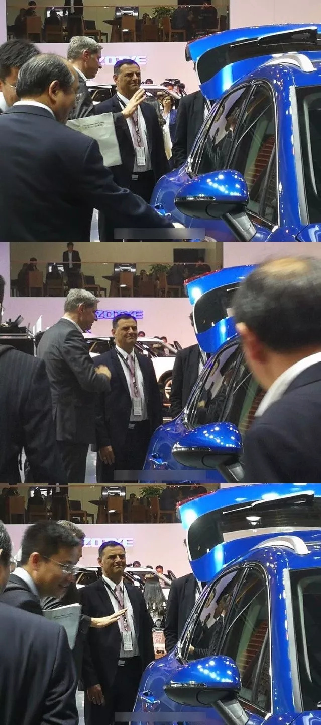 看到sr9神似保时捷macan时,保时捷总裁走到众泰展台,去年上海国际车展